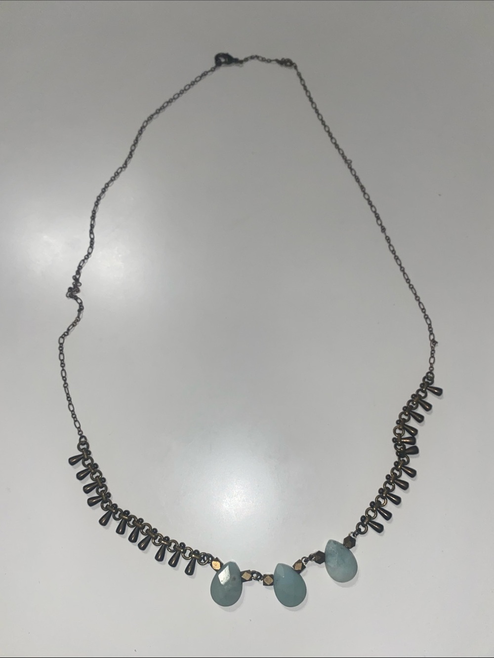 Delicate Teardrop Pendant Necklace in Light Aqua